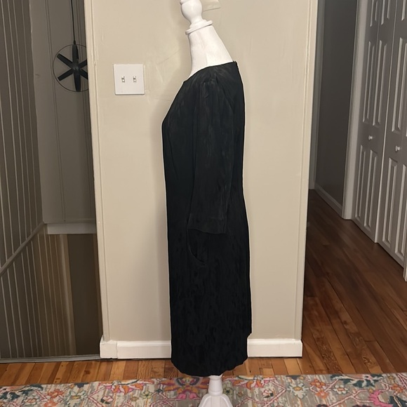 MM Lafleur Onyx Black Etsuko Rosette Satin Jacquard Dress Women's Size 8 Rare - Picture 8 of 11